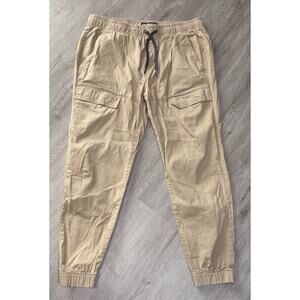 Iron Co Men's Pants Khaki Size L Pull On Cargo Jogger Drawstring